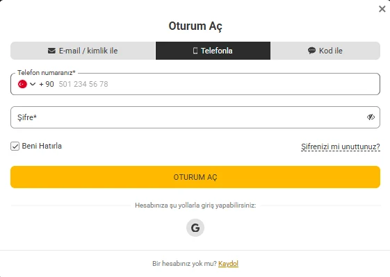 Melbet OTURUM AÇ Telefonla sekmesi — +90 ülke kodu